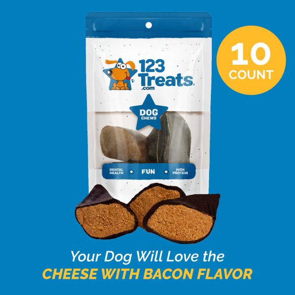 CHEESE FILLED COW HOOVES with Bacon flavor 3 or 10 Count | 100% Natural Dog Dental Treats | Beef Hoof From 123 Treats - Image 3