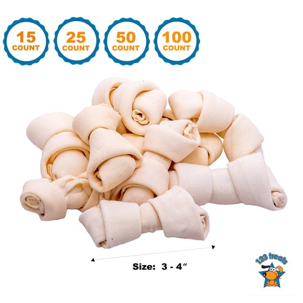 3-4" inches Rawhide Bones Chews | Premium Rawhide Dog Chews (15, 25, 50 or 100 Count) - Image 2